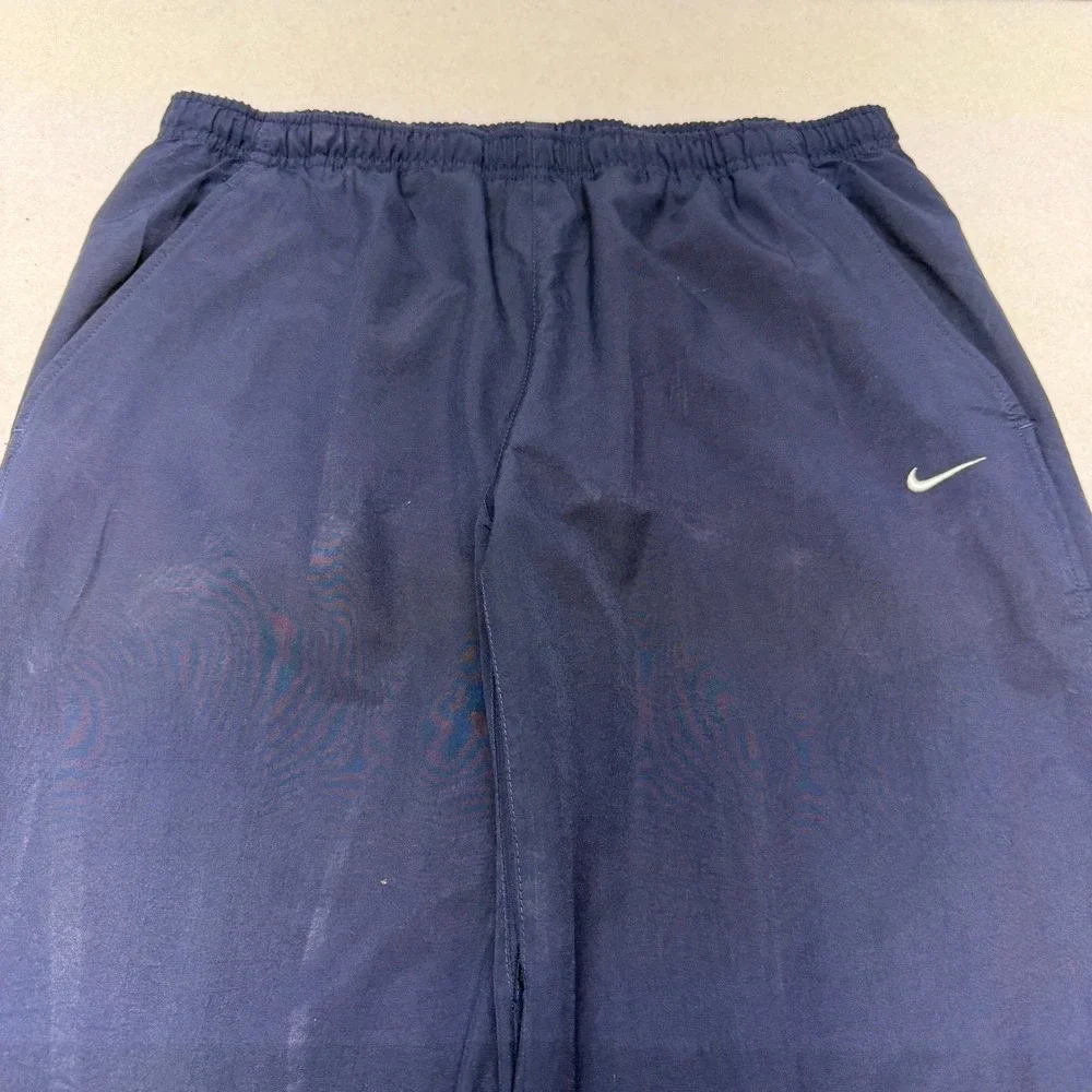 Vintage Y2K Nike Track‎ Pants Windbreaker Joggers Fleece Lined Navy Blue Mens XL